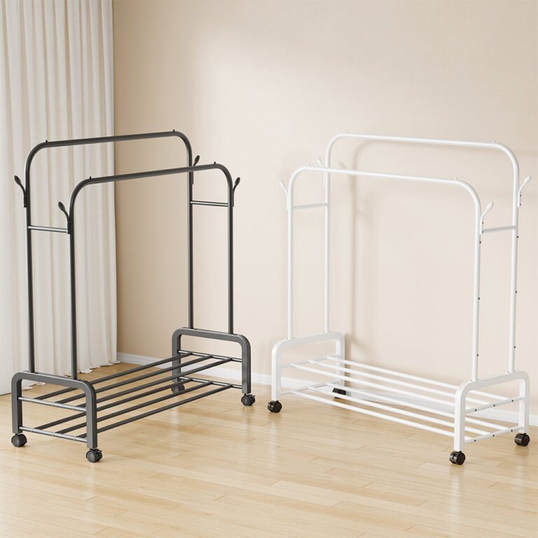 Rolling Clothes Rack Heavy Duty Double Rail Rolling