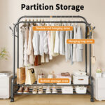 Rolling Clothes Rack Heavy Duty Double Rail Rolling