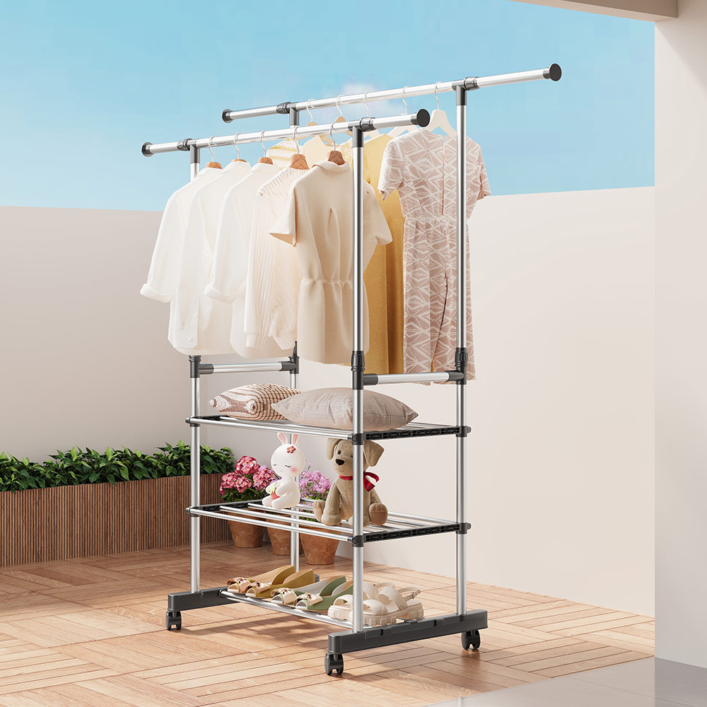 Double Rod Double Rod Multifunctional Clothes Rack